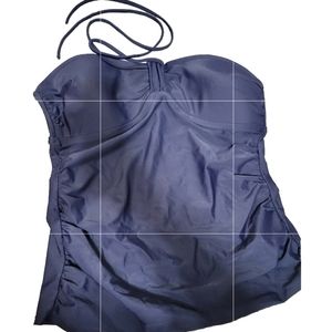 Navy Halter Swim Suit Top L